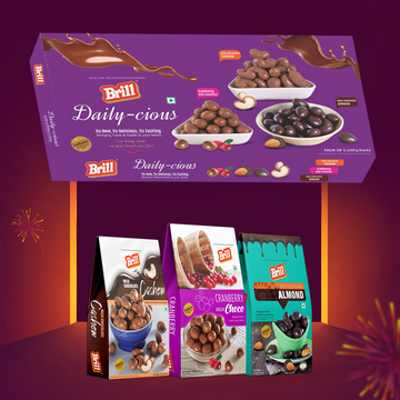 Brill Daily-cious chocolate coated dry fruits gift box 600g with 5 pouches