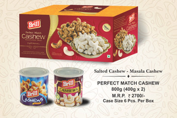 Brill Perfect Match Cashew 800g gift pack with salted and masala cashews