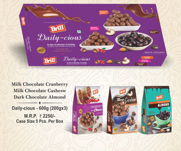 Brill Daily-cious 600g gift pack with three chocolate varieties