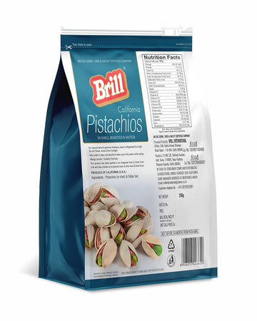 Bag of Brill California Pistachios on a white background