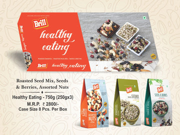 Brill Healthy Eating 750g gift pack with roasted seed mix, seeds and berries, and assorted nuts